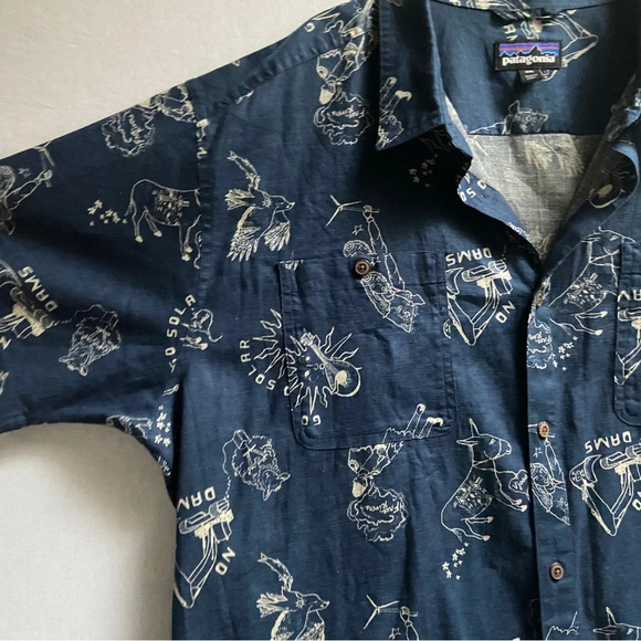 Patagonia hemp organic cotton printed button up short sleeve Sz XXL - Picture 5 of 9